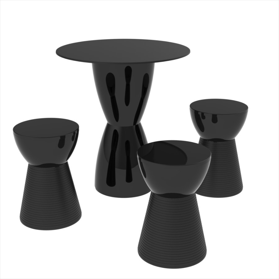 Combo Fit I'M IN HOME mesa e banquetas em polipropileno preto